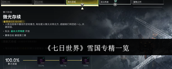 《七日世界》雪国专精一览
